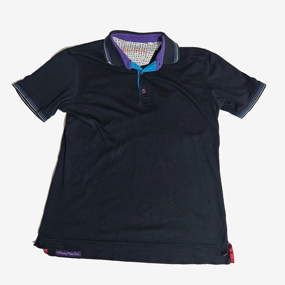 Robert Graham Mens Black Polo Short Sleeve Shirt Size M